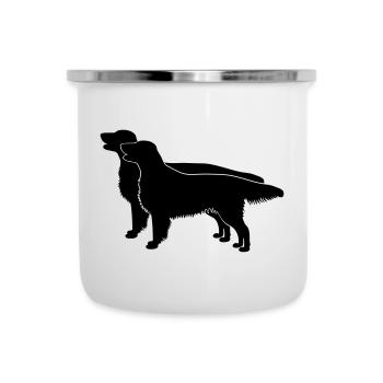 2 Flat Coated Retriever - Emaille-Tasse - Weiß - Vorne