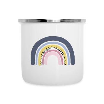 Regenbogen pastell - Emaille-Tasse - Weiß - Vorne