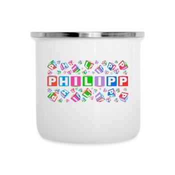 PHILIPP colourful cubes - Emaille-Tasse - Weiß - Vorne