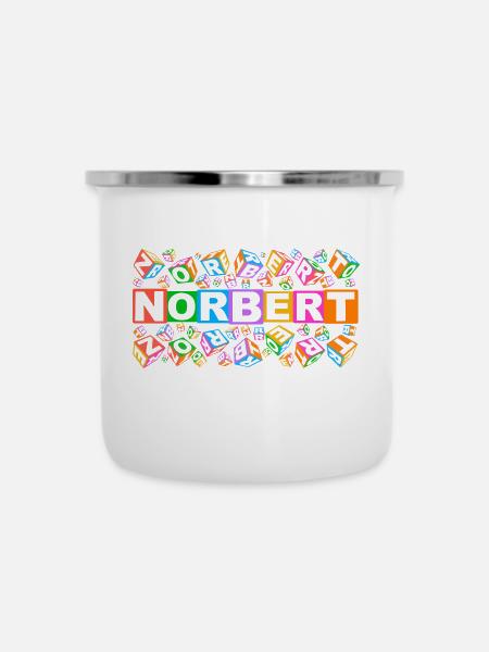 NORBERT colourful cubes - Emaille-Tasse - Weiß