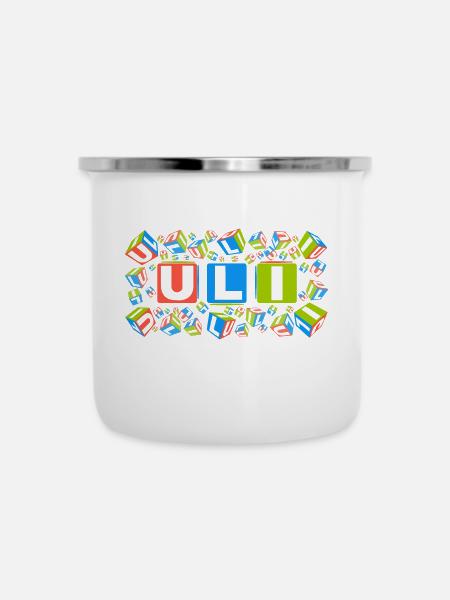 ULI colourful cubes - Emaille-Tasse - Weiß
