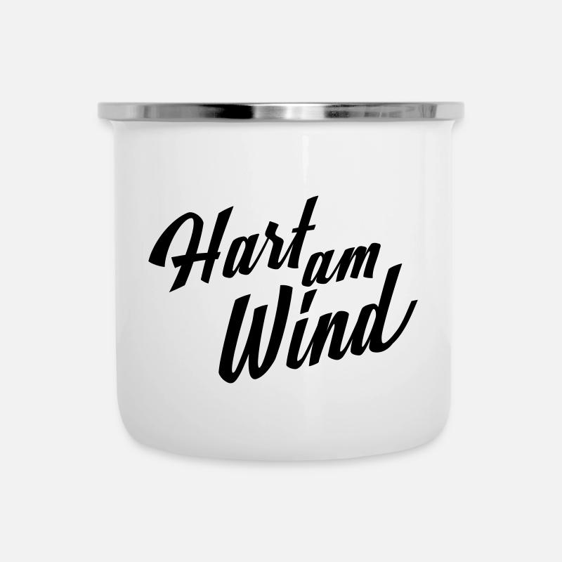 Hart am Wind - Emaille-Tasse - Weiß