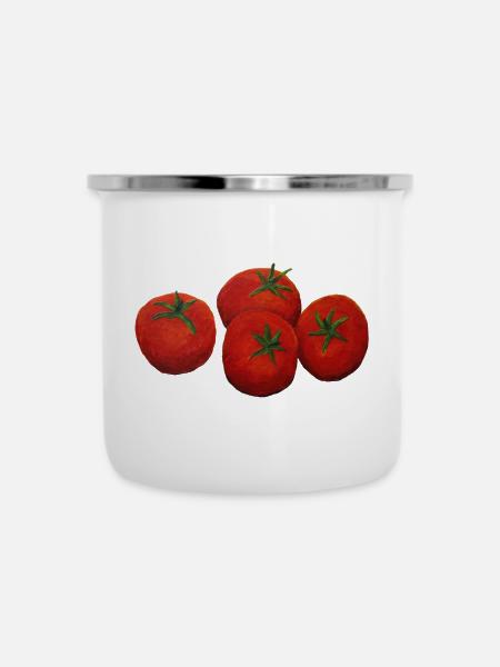 Tomaten - Emaille-Tasse - Weiß