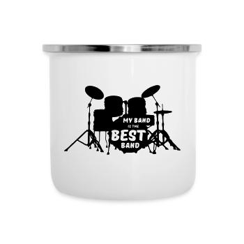 Best Band Musik Musiker Schlagzeug Spruch Geschenk - Emaille-Tasse - Weiß - Vorne
