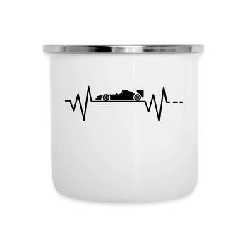Heartbeat Formula Racing Car Motorsport Racing Driver - Camper Mug - white - Front