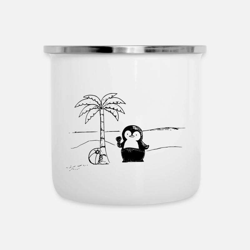 Pingouin en vacances - Tasse émaillée - blanc