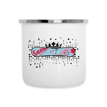 Snowboard mit Krone Snowboard King - Emaille-Tasse - Weiß - Vorne