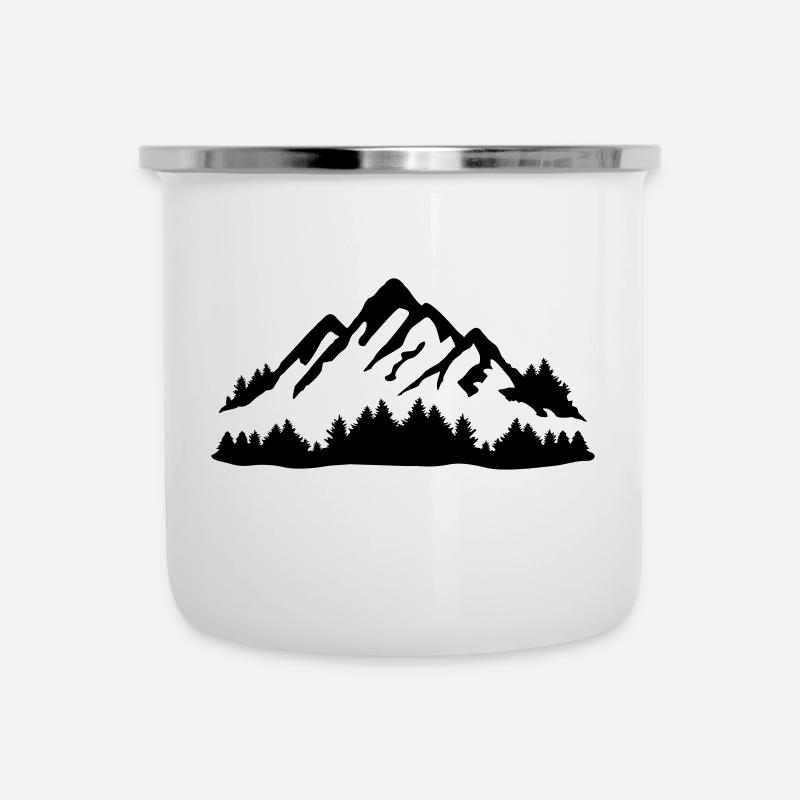 Berg und Wald - Emaille-Tasse - Weiß
