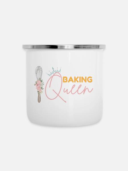 Baking Queen personalisierbar - Emaille-Tasse - Weiß