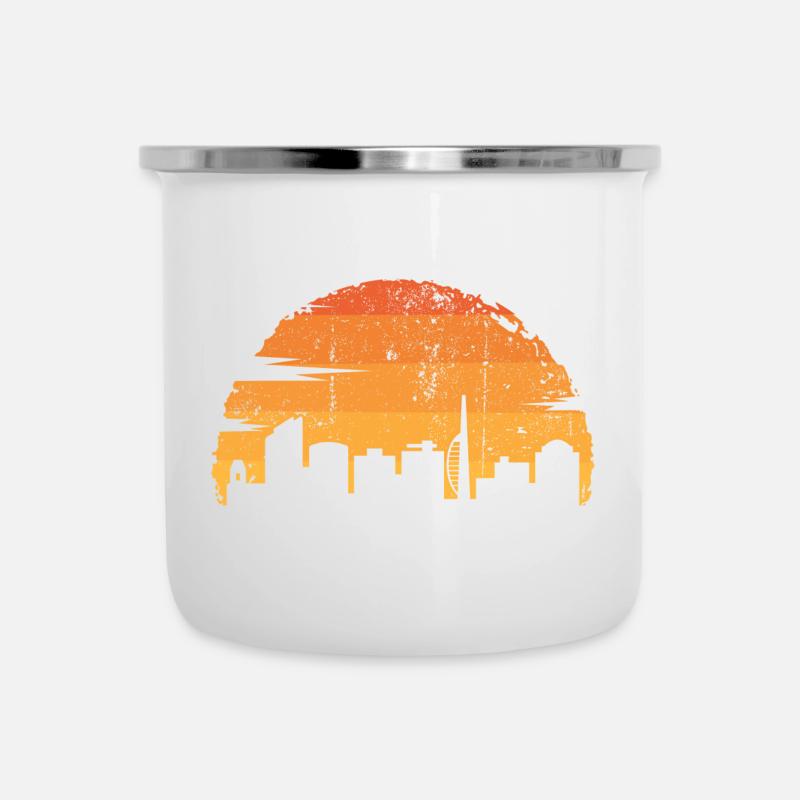 Golden Skyline Sunset - Camper Mug - white