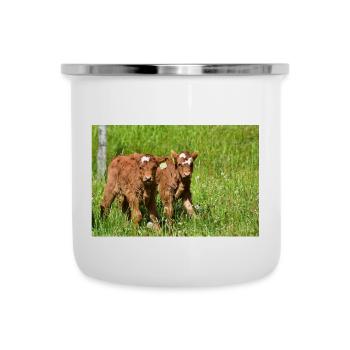 Kälber auf Eifeler Wiesen - Emaille-Tasse - Weiß - Vorne