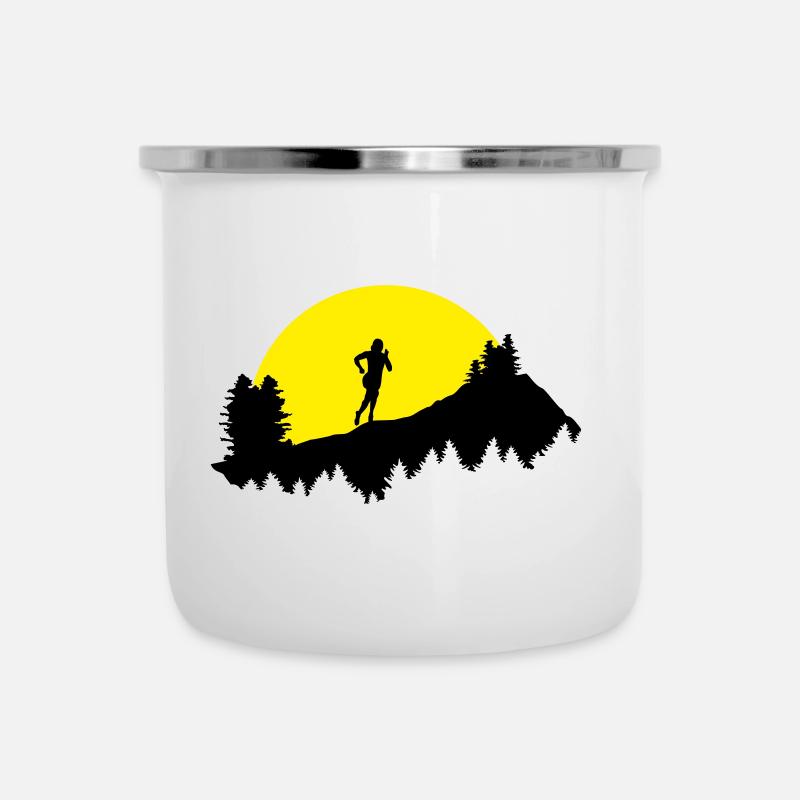 Trail running, course à pied, femme - Tasse émaillée - blanc