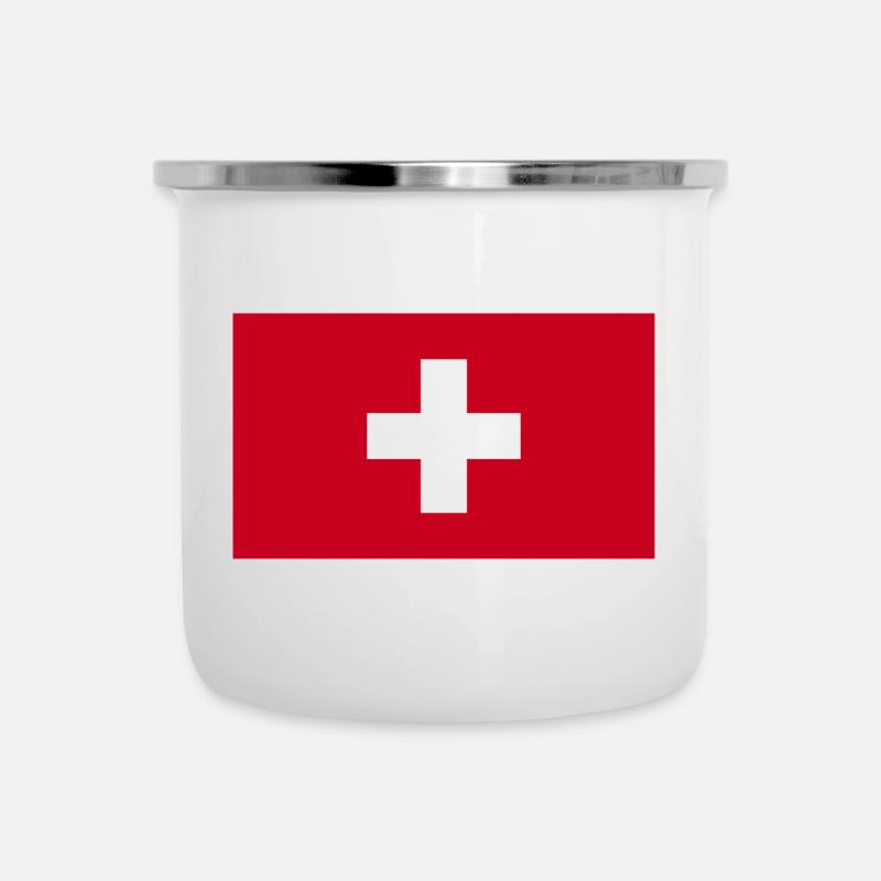 Drapeau suisse - Tasse émaillée - blanc