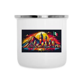 Monterrey Mexiko Kunst Design - Emaille-Tasse - Weiß - Vorne