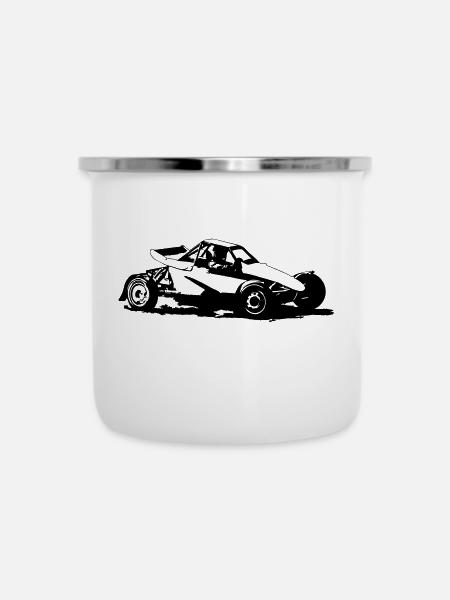 Autocross - Emaille-Tasse - Weiß
