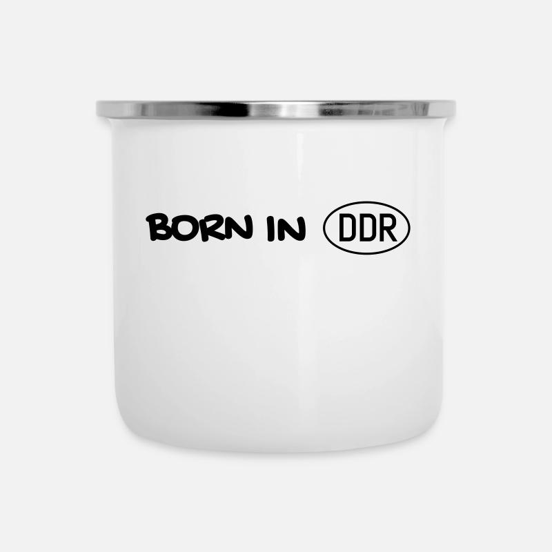 Born in DDR schwarz einzeilig - Emaille-Tasse - Weiß