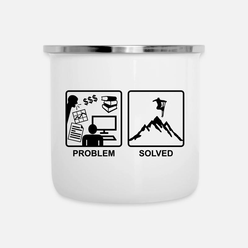 Ski, Problem solved - Skifahren - Emaille-Tasse - Weiß