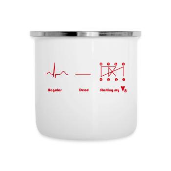 Moteur V8 Design Crossplain Heartbeat - Tasse émaillée - blanc - Devant