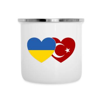 Ukraine Türkei Herz Flagge - Emaille-Tasse - Weiß - Vorne