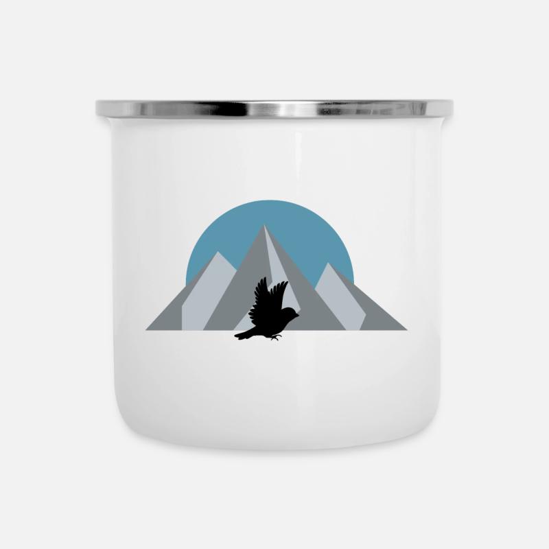 Sparrow - Emaille-Tasse - Weiß
