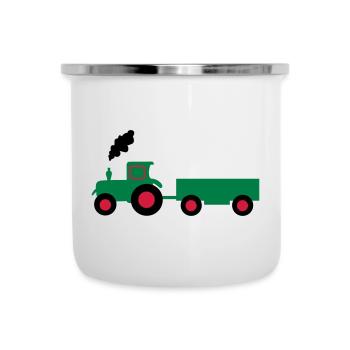 traktor trecker anhaenger - Emaille-Tasse - Weiß - Vorne