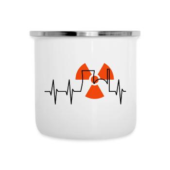 ECG, nuclear power plant and radiation warning signs - Camper Mug - white - Front