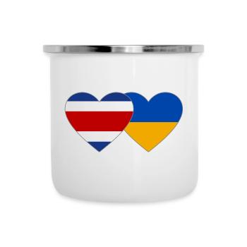 Costa Rica Ukraine flag heart - Camper Mug - white - Front