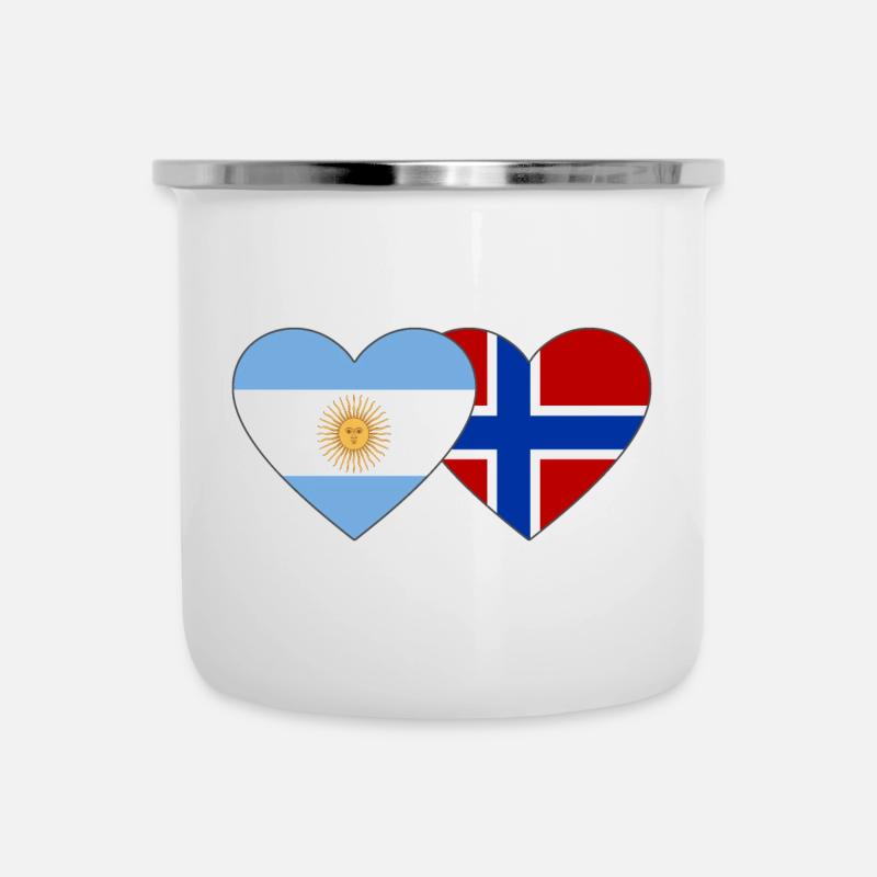 Argentine Norvège Drapeau Coeur - Tasse émaillée - blanc