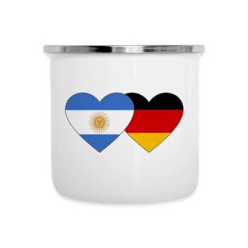 Argentinien Deutschland Flagge Herz - Emaille-Tasse - Weiß - Vorne