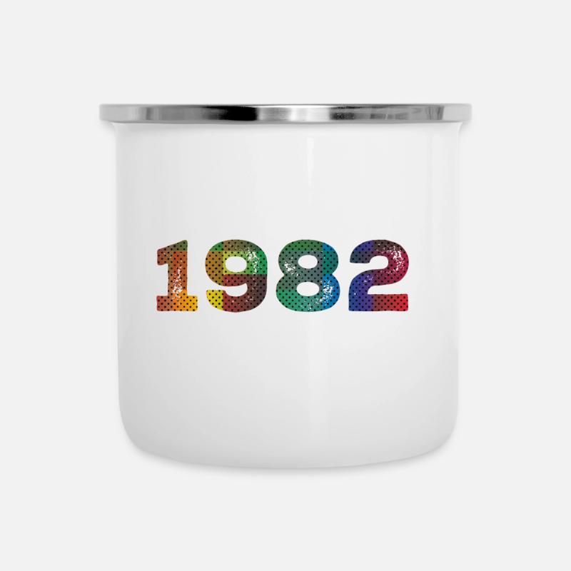 1982 Vintage - Emaille-Tasse - Weiß