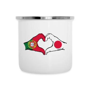Portugal Japan Flag Heart Shape - Camper Mug - white - Front