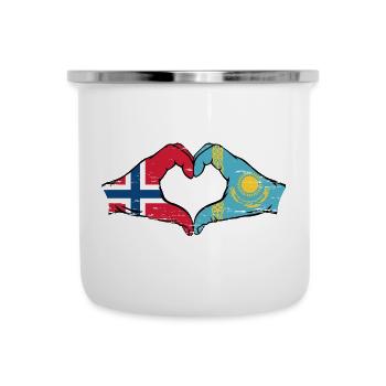 Norway Kazakhstan Flag Hands Heart Shape - Camper Mug - white - Front