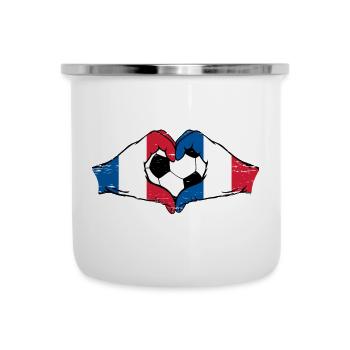 Drapeau de la France Football Mains Forme Coeur Utilisé - Tasse émaillée - blanc - Devant
