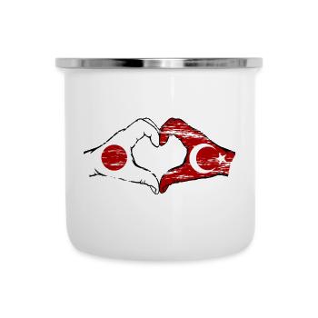 Japan Turkey Hands Heart Shape Used - Camper Mug - white - Front