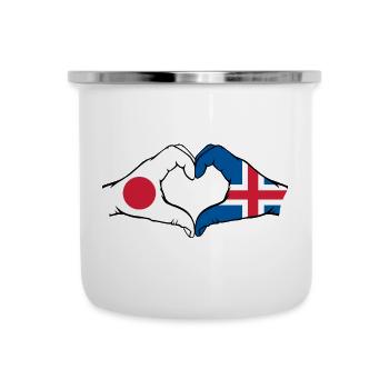 Japan Iceland hands heart shape - Camper Mug - white - Front