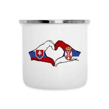 Slowakei Serbien Flagge Herzform - Emaille-Tasse - Weiß - Vorne