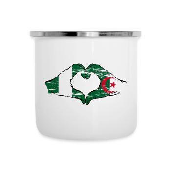 Nigeria Algerien Flagge Herzform used - Emaille-Tasse - Weiß - Vorne