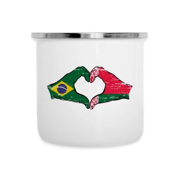 Brasilien Belarus Flagge Hände Herzform used - Emaille-Tasse - Weiß - Vorne