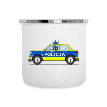 Voiture de police Policja Pologne Bleu et Jaune - Tasse émaillée - blanc - Devant