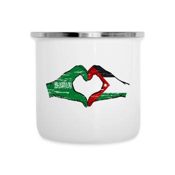Arabie Saoudite Drapeau Jordanie mains forme de coeur utilisé - Tasse émaillée - blanc - Devant