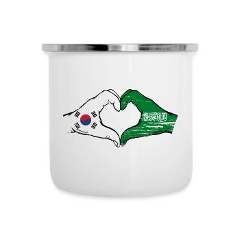South Korea Saudi Arabia Flag Hands Heart Shape Used - Camper Mug - white - Front