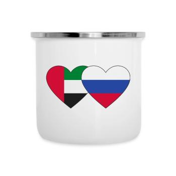 Vereinigte Arabische Emirate Russland Flagge Herz - Emaille-Tasse - Weiß - Vorne