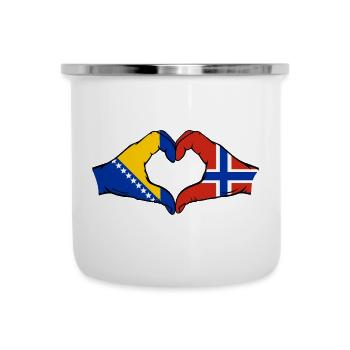 Bosnia Norway Flag Hands Heart Shape - Camper Mug - white - Front