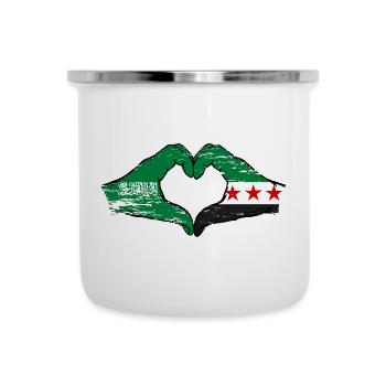 Saudi Arabia Syria Flag Hands Heart Shape Used - Camper Mug - white - Front