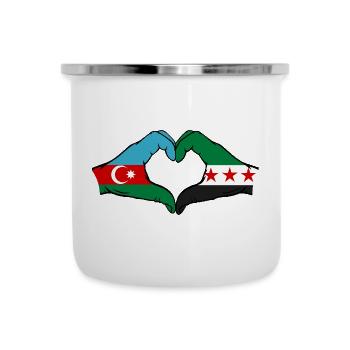 Azerbaïdjan Syrie Drapeau Mains Coeur Forme - Tasse émaillée - blanc - Devant