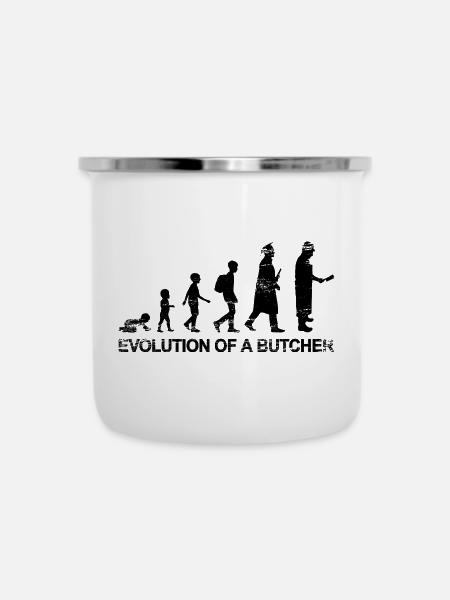 Entwicklung eines Metzgers - Emaille-Tasse - Weiß