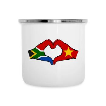 Südafrika Vietnam Flagge Hände Herzform - Emaille-Tasse - Weiß - Vorne