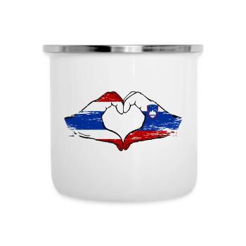 Thailand Slowenien Flagge Hände Herzform used - Emaille-Tasse - Weiß - Vorne