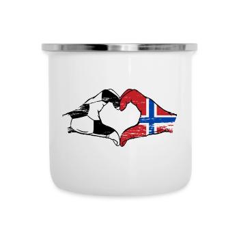 Norway Football Flag Hands Heart Shape Used - Camper Mug - white - Front