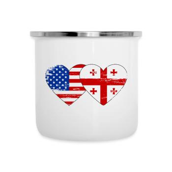 Drapeau de la Géorgie des États-Unis en forme de coeur utilisé - Tasse émaillée - blanc - Devant
